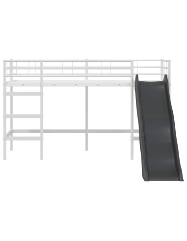 Letto loft per bambini con scivolo Bianco e Antracite