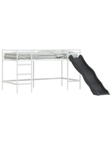 Letto loft per bambini con scivolo Bianco e Antracite