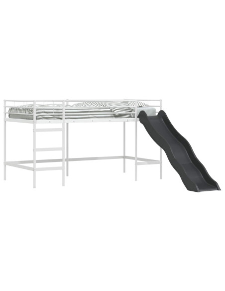 Letto loft per bambini con scivolo Bianco e Antracite
