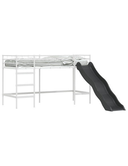 Letto loft per bambini con scivolo Bianco e Antracite