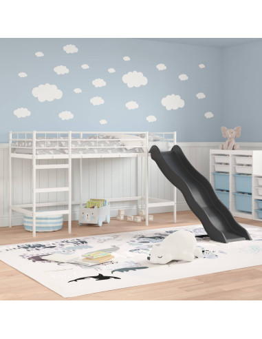 Letto loft per bambini con scivolo Bianco e Antracite