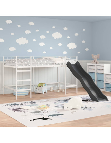 Letto loft per bambini con scivolo Bianco e Antracite