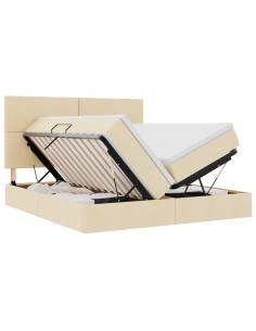 Letto con luci a strisce a LED Crema 180 x 200 cm Tessuto 2