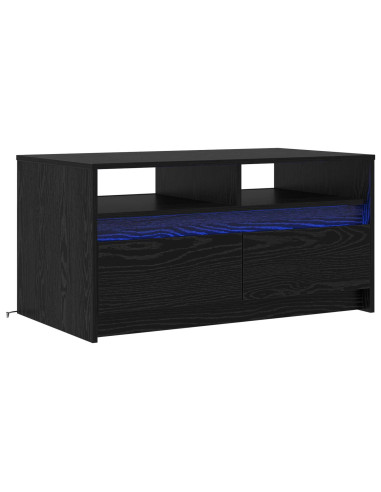 Tavolino da salotto con cassetto Rovere Nero 90 x 50 x 45 cm