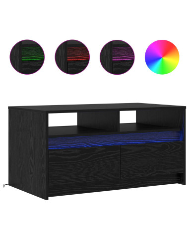 Tavolino da salotto con cassetto Rovere Nero 90 x 50 x 45 cm
