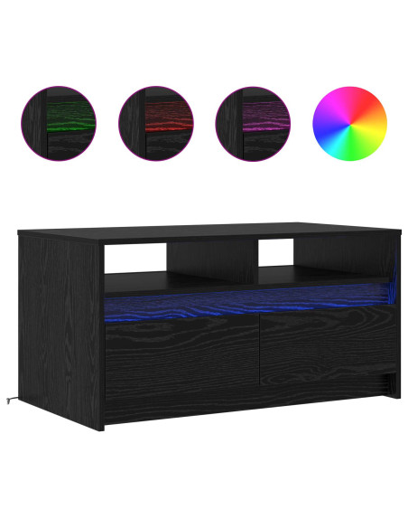 Tavolino da salotto con cassetto Rovere Nero 90 x 50 x 45 cm