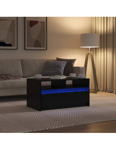 Tavolino da salotto con cassetto Rovere Nero 90 x 50 x 45 cm