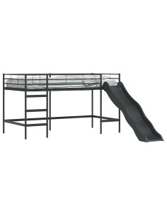 Letto loft per bambini con scivolo Nero e antracite 2