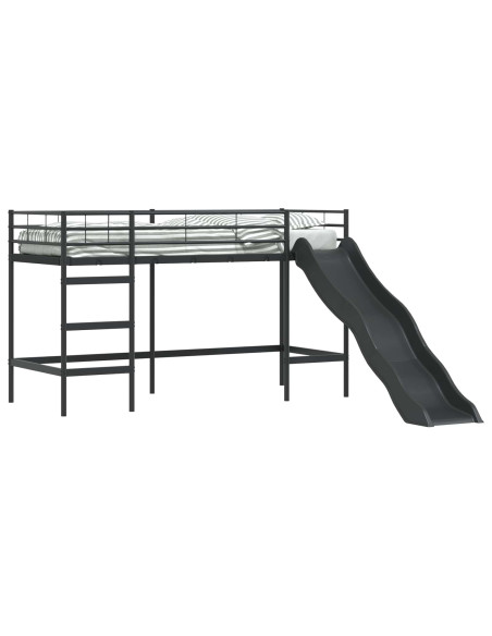 Letto loft per bambini con scivolo Nero e antracite 90 x 190 cm