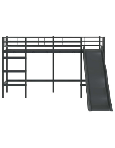 Letto loft per bambini con scivolo Nero e antracite 90 x 190 cm