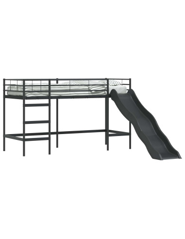 Letto loft per bambini con scivolo Nero e antracite