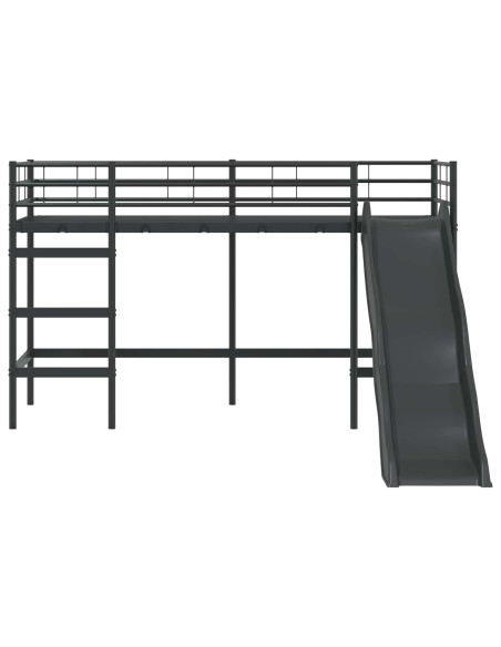 Letto loft per bambini con scivolo Nero e antracite