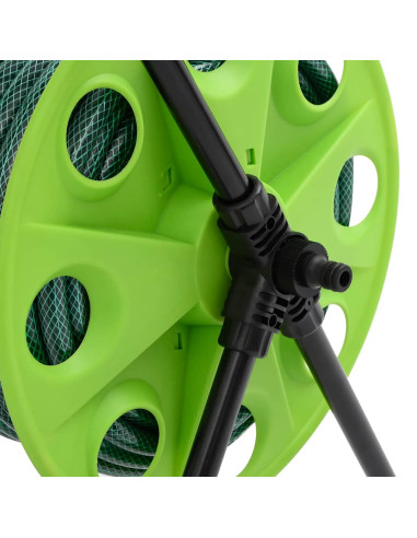 Carrello Avvolgitubo Verde con Set Raccordi Tubo 0,5" 50 m PVC