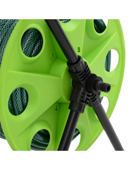Carrello Avvolgitubo Verde con Set Raccordi Tubo 0,5" 50 m PVC