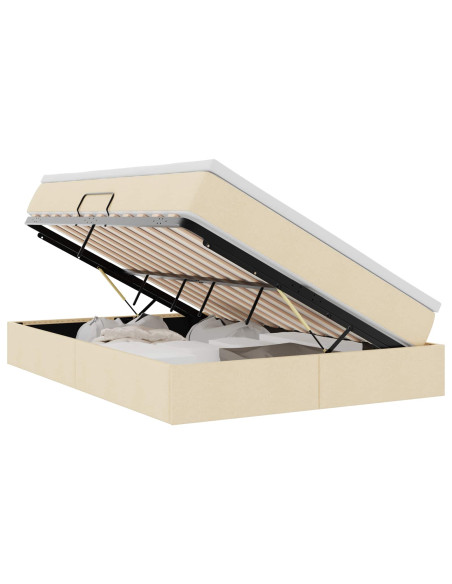 Letto con contenitore e materasso Crema 140 x 190 cm Poliestere