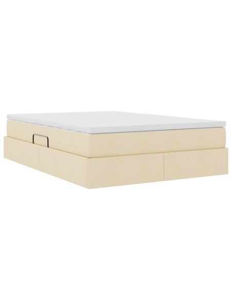 Letto con contenitore e materasso Crema 140 x 190 cm Poliestere