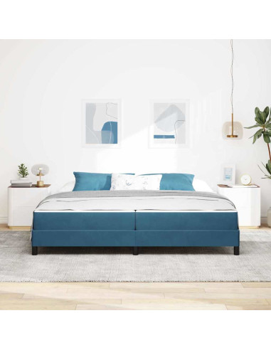 Letto a molle con materasso Blu Scuro 200 x 220 cm Tessuto