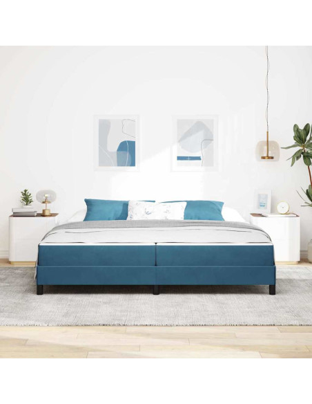 Letto a molle con materasso Blu Scuro 200 x 220 cm Tessuto