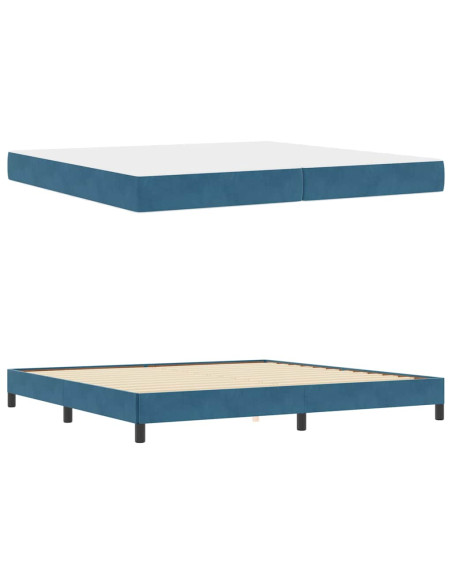 Letto a molle con materasso Blu Scuro 200 x 220 cm Tessuto