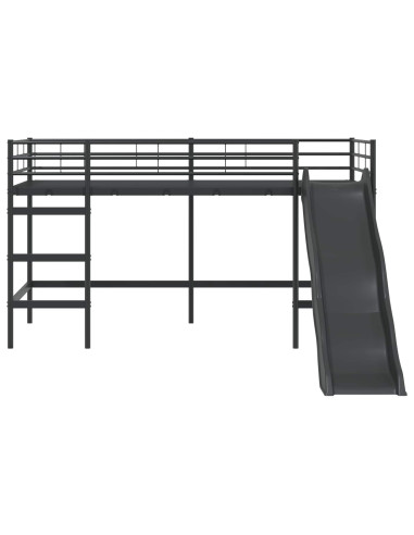 Letto loft per bambini con scivolo Nero e antracite