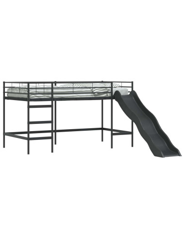 Letto loft per bambini con scivolo Nero e antracite