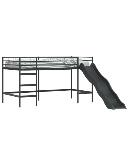 Letto loft per bambini con scivolo Nero e antracite