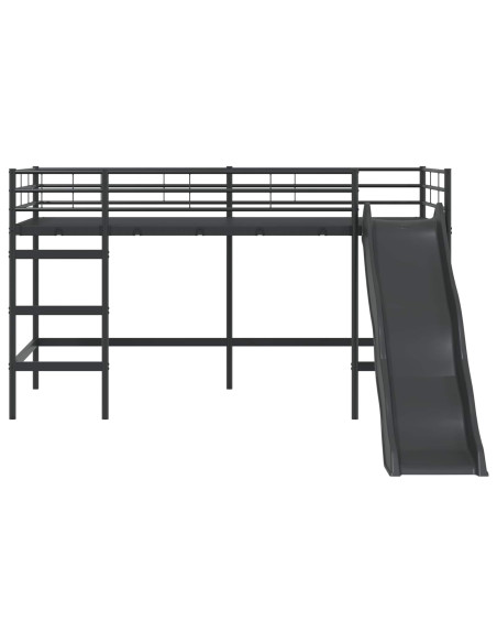 Letto loft per bambini con scivolo Nero e antracite