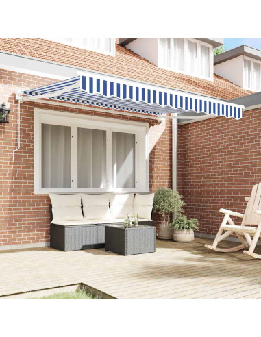 Tenda Retrattile Blu e Bianco 250 x 200 cm Poliestere e Metallo