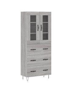 Credenza Grigio Sonoma 69,5x34x180 cm in Legno Multistrato 2