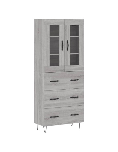 Credenza Grigio Sonoma 69,5x34x180 cm in Legno Multistrato