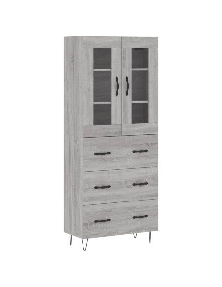 Credenza Grigio Sonoma 69,5x34x180 cm in Legno Multistrato