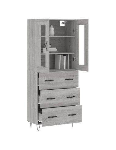 Credenza Grigio Sonoma 69,5x34x180 cm in Legno Multistrato