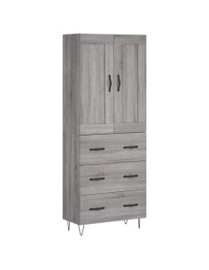 Credenza Grigio Sonoma 69,5x34x180 cm in Legno Multistrato 2
