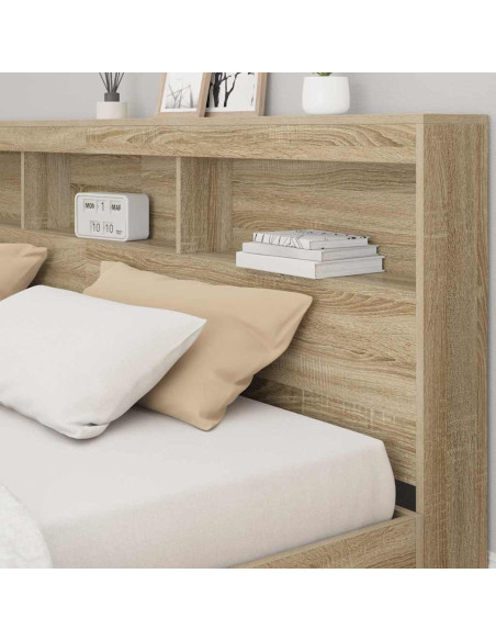 Letto Libreria rovere sonoma 180 x 200 cm Legno multistrato