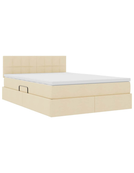 Letto con contenitore e materasso Crema 140 x 190 cm