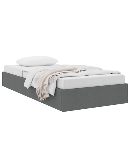Letto con Contenitore Grigio scuro 90 x 190 cm Tessuto