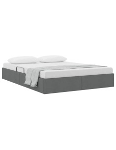 Letto con Contenitore Grigio scuro 135 x 190 cm Tessuto 2