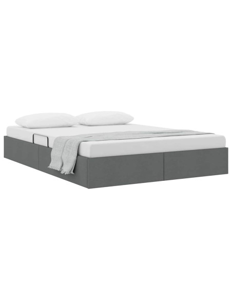Letto con Contenitore Grigio scuro 135 x 190 cm Tessuto