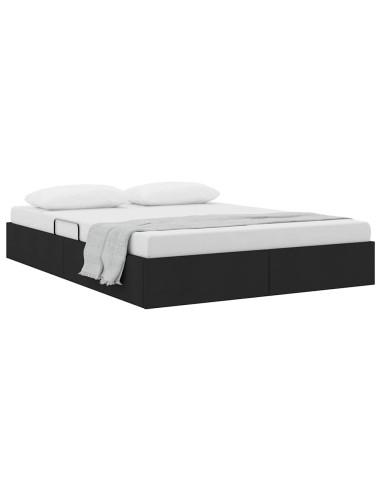 Letto con Contenitore con materasso Nero 135 x 190 cm Tessuto