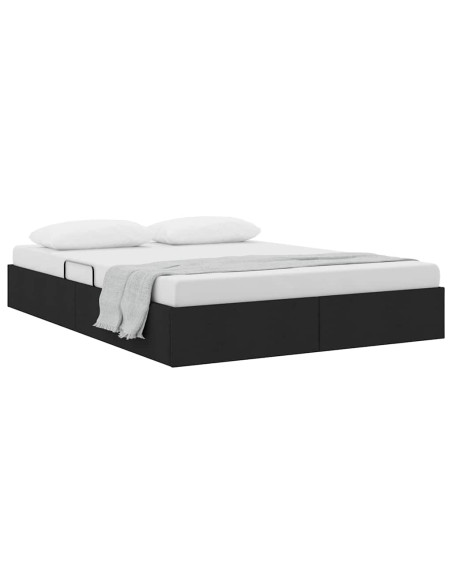 Letto con Contenitore con materasso Nero 135 x 190 cm Tessuto