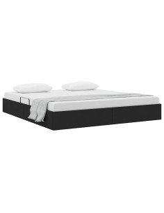 Letto con Contenitore con materasso Nero 180 x 200 cm Tessuto 2