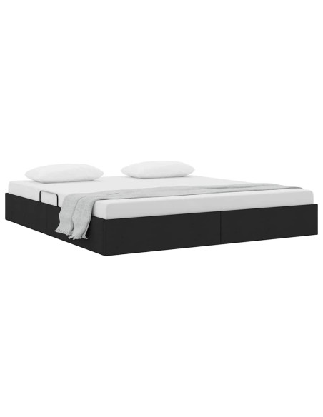 Letto con Contenitore con materasso Nero 180 x 200 cm Tessuto