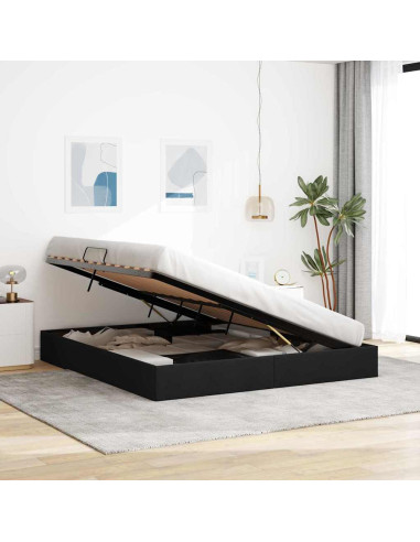 Letto con Contenitore con materasso Nero 180 x 200 cm Tessuto