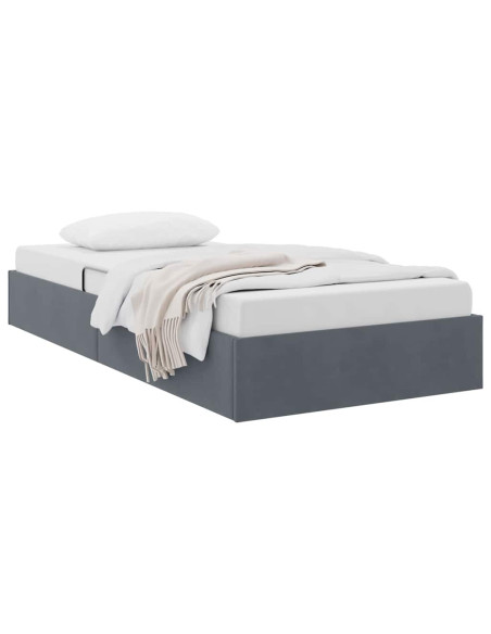 Letto con Contenitore Grigio scuro 90 x 190 cm Velluto