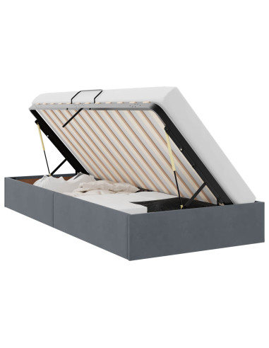 Letto con Contenitore Grigio scuro 90 x 190 cm Velluto