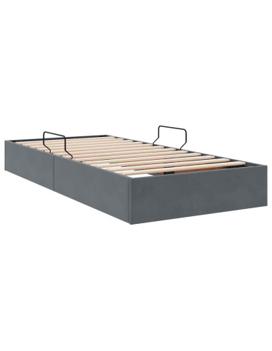 Letto con Contenitore Grigio scuro 90 x 190 cm Velluto