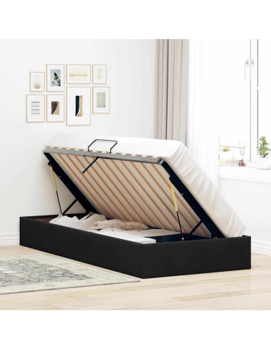 Letto con Contenitore con materasso Nero 90 x 190 cm Velluto