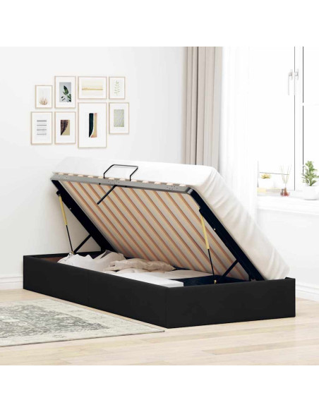 Letto con Contenitore con materasso Nero 90 x 190 cm Velluto