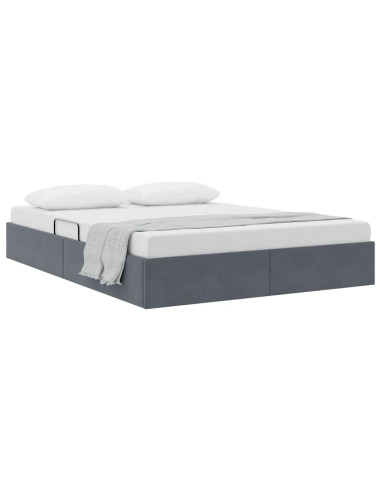 Letto con Contenitore Grigio scuro 135 x 190 cm Velluto