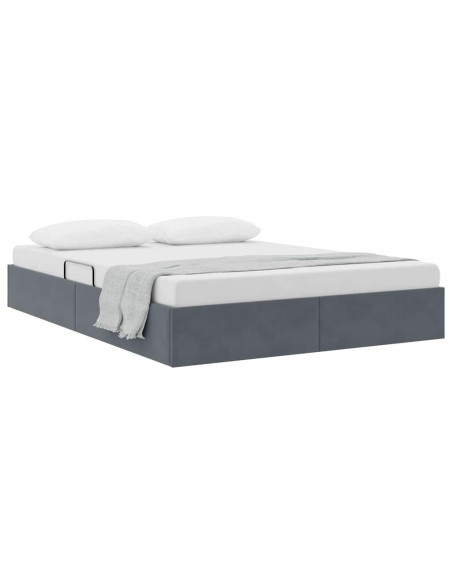 Letto con Contenitore Grigio scuro 135 x 190 cm Velluto